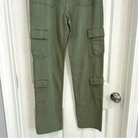 A.N.A. Cargo Pants Size 4 NWT High Rise Vintage Straight Leg Tencel Cotton Green - Picture 4 of 10